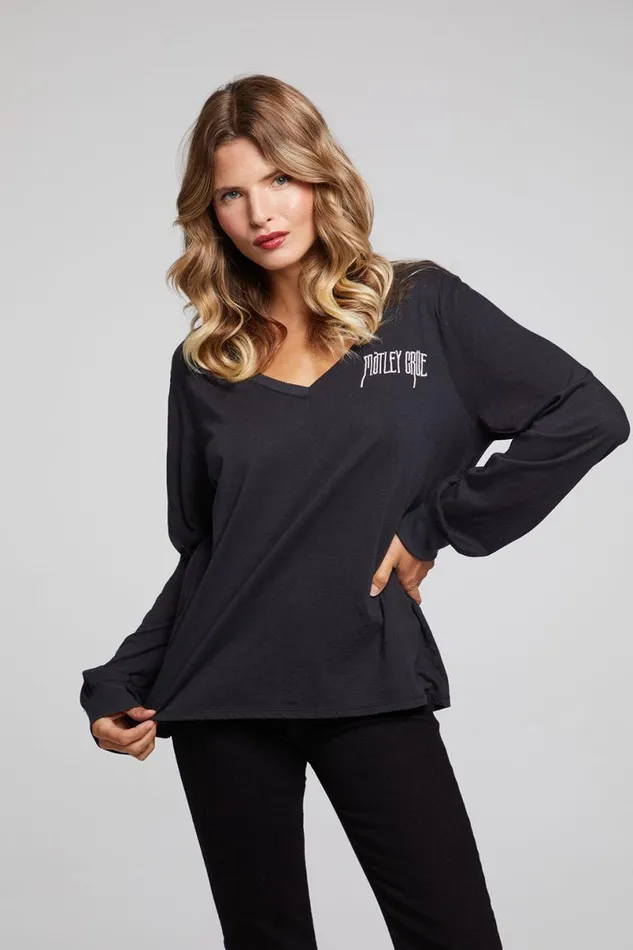 Womens Tops Chaser Brand Motley Crue Hollywood CA Long Sleeve