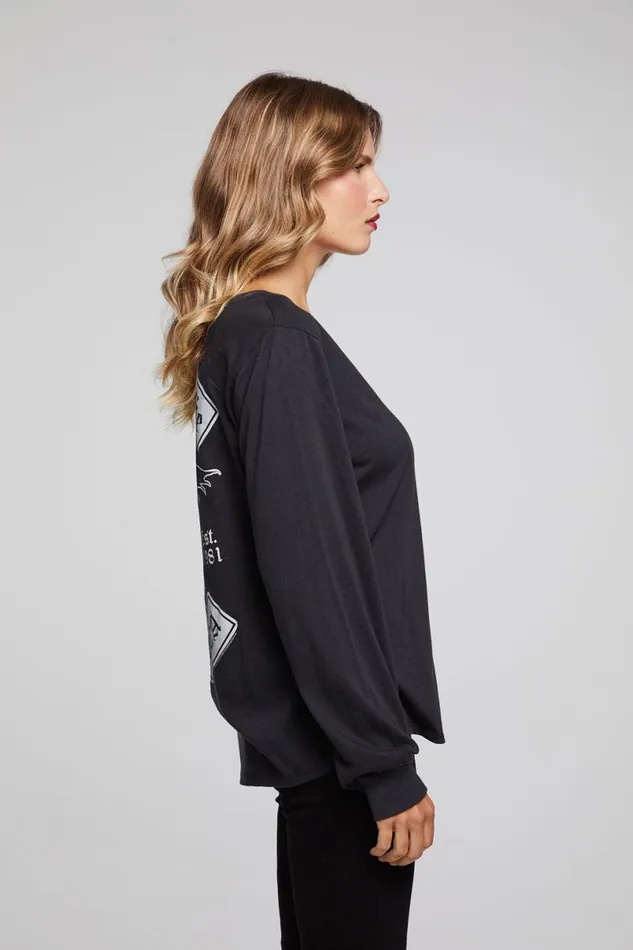 Womens Tops Chaser Brand Motley Crue Hollywood CA Long Sleeve