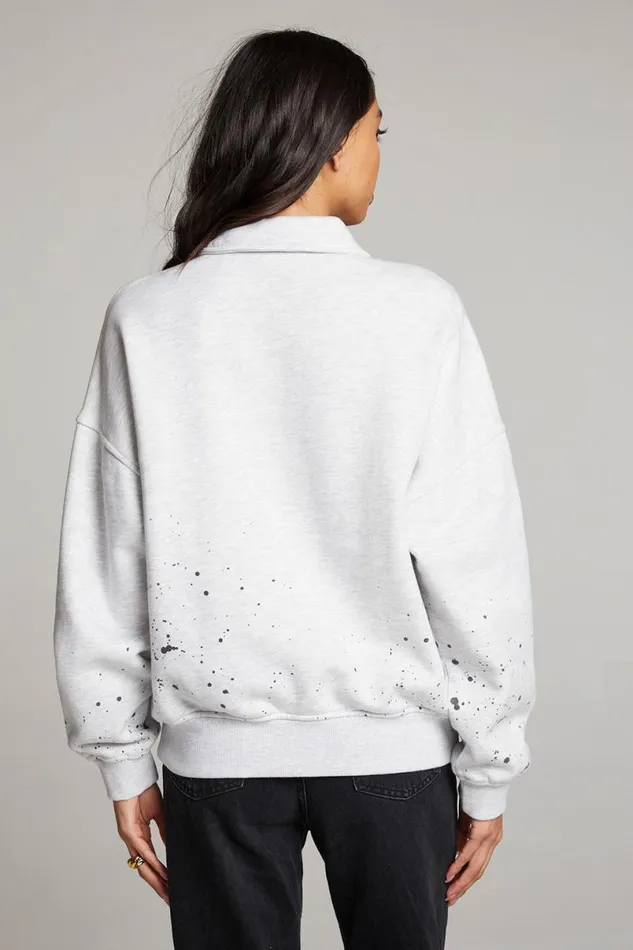 Womens Tops Chaser Brand New York Splatter Paint Half Zip Long Sleeve