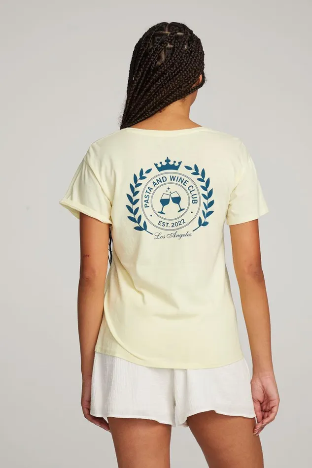 Womens Tops Chaser Brand Pasta And Wine Club Tee