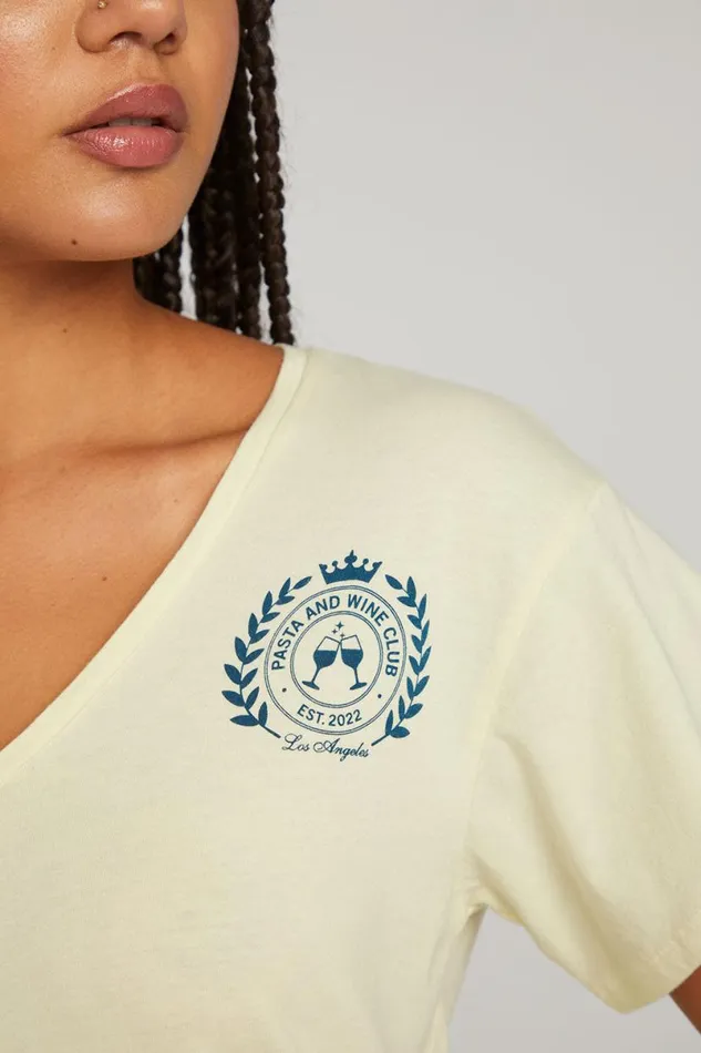 Womens Tops Chaser Brand Pasta And Wine Club Tee