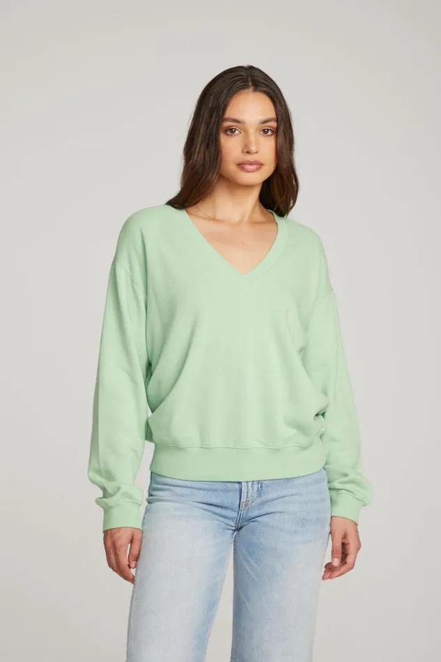 Womens Tops Chaser Brand Poppy Quiet Green Pullover