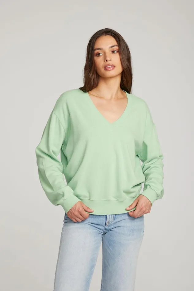 Womens Tops Chaser Brand Poppy Quiet Green Pullover