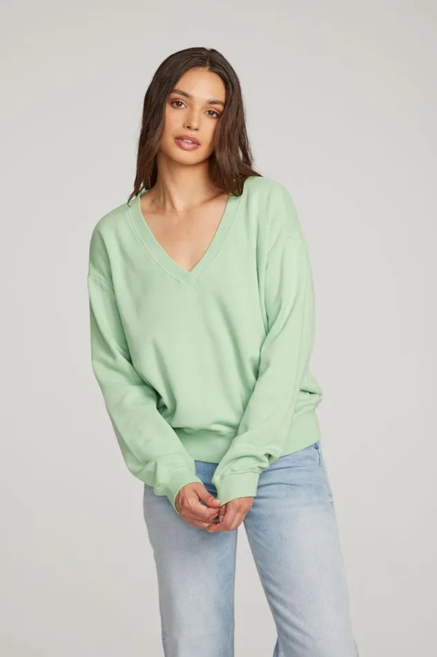 Womens Tops Chaser Brand Poppy Quiet Green Pullover