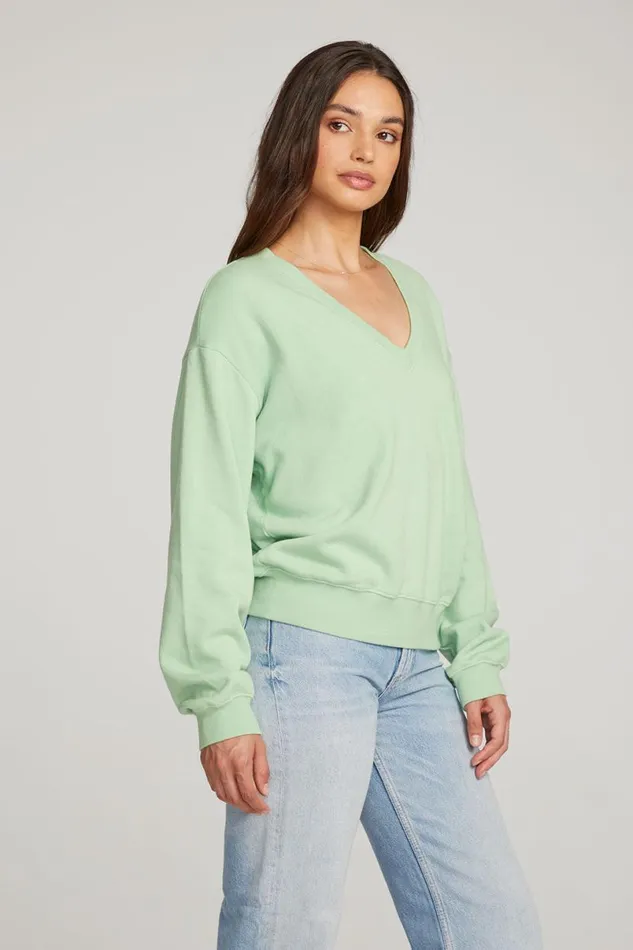 Womens Tops Chaser Brand Poppy Quiet Green Pullover