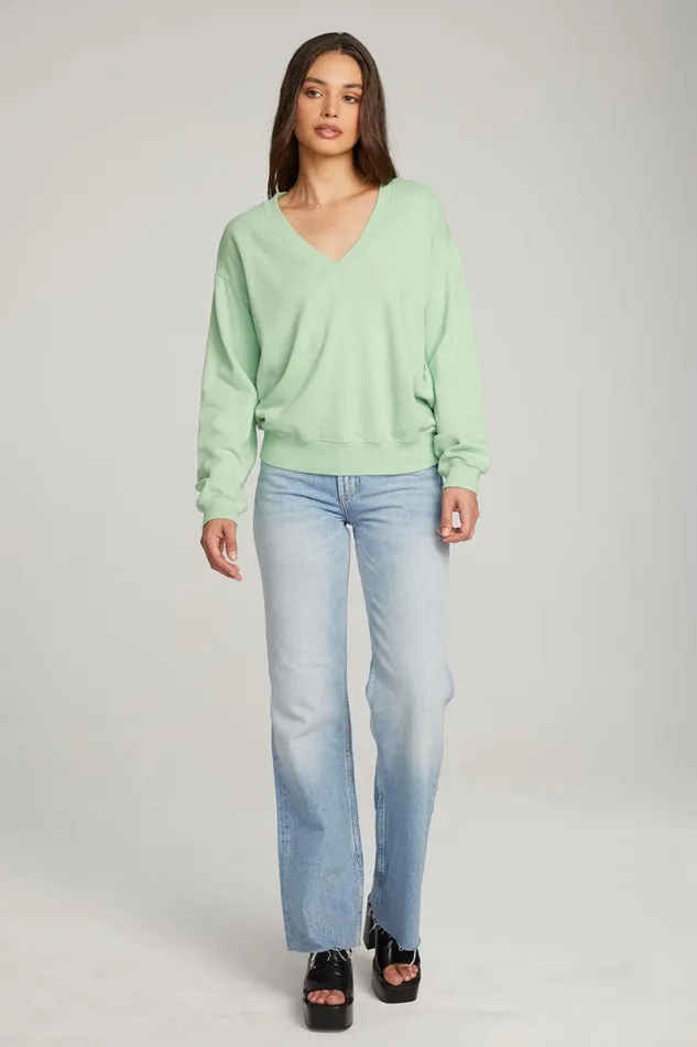 Womens Tops Chaser Brand Poppy Quiet Green Pullover