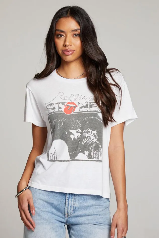 Womens Tops Chaser Brand Rolling Stones Mick and Keith Tee
