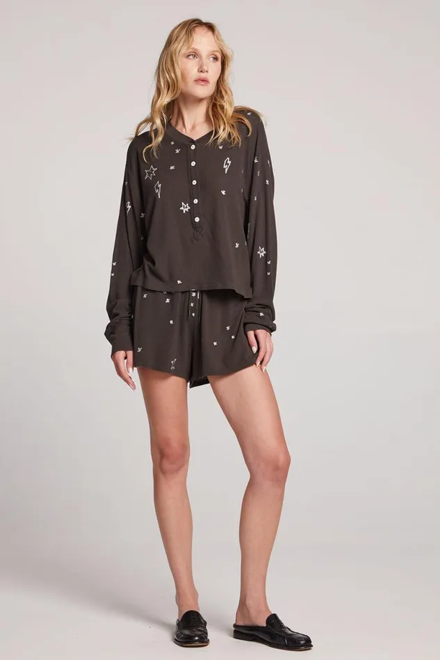 Womens Tops Chaser Brand Stars and Bolts Long Sleeve