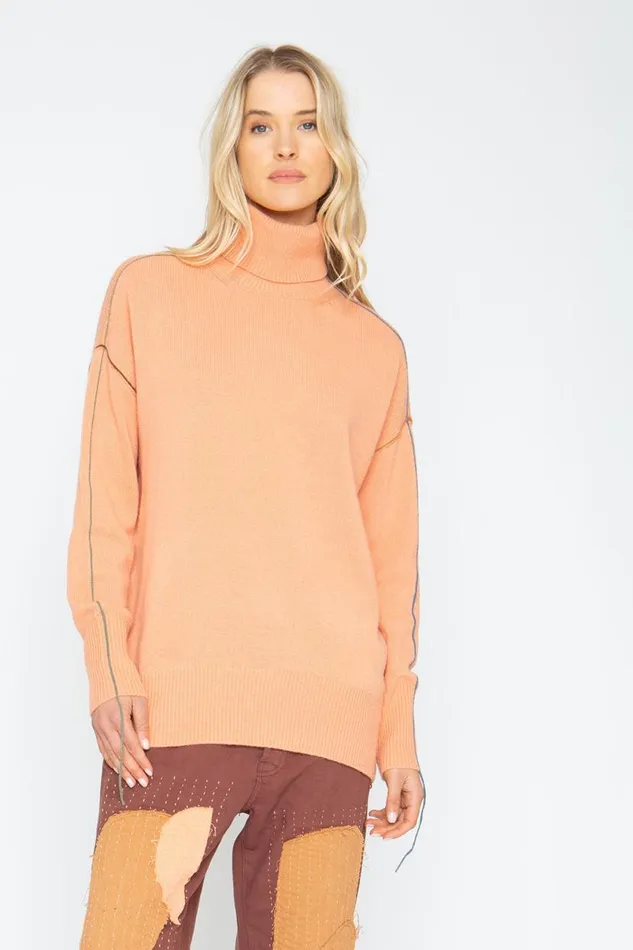 Womens Tops Chaser Brand Turtle Sweater 8211 Persimon