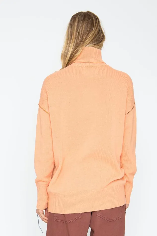 Womens Tops Chaser Brand Turtle Sweater 8211 Persimon