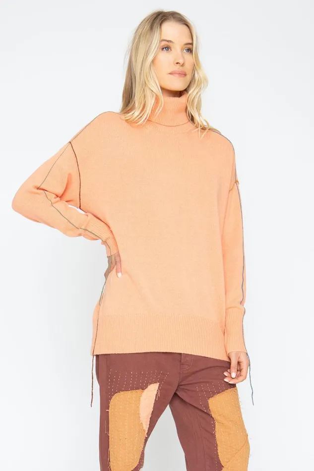 Womens Tops Chaser Brand Turtle Sweater 8211 Persimon