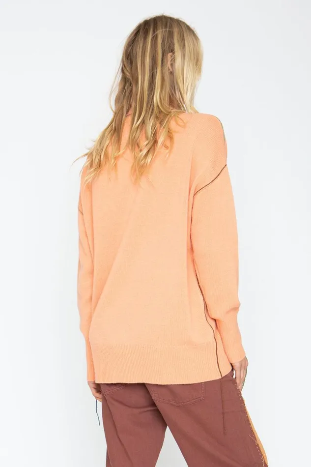 Womens Tops Chaser Brand Turtle Sweater 8211 Persimon