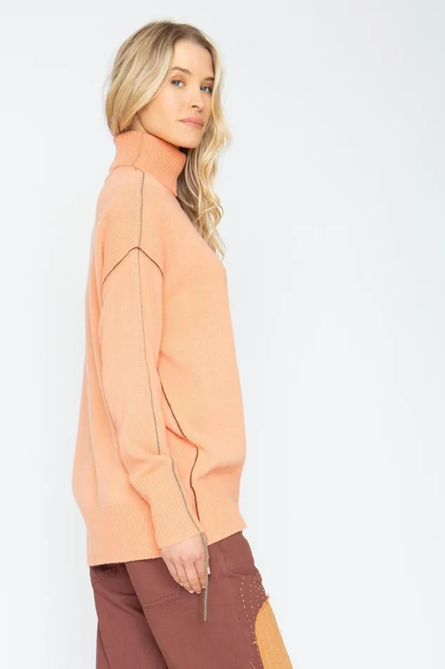 Womens Tops Chaser Brand Turtle Sweater 8211 Persimon