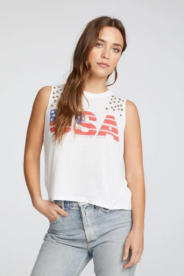 Womens Tops Chaser Brand USA Star