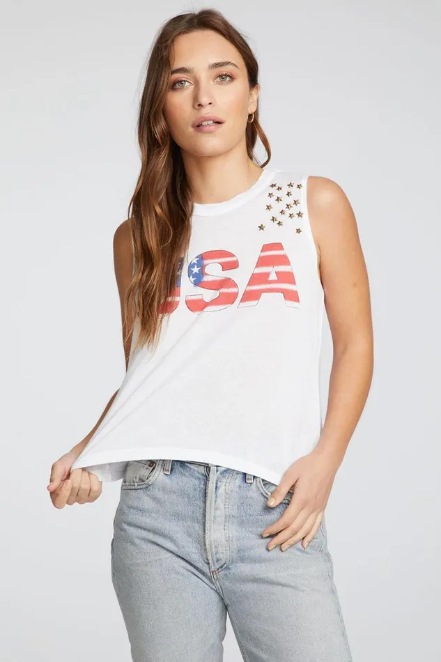Womens Tops Chaser Brand USA Star