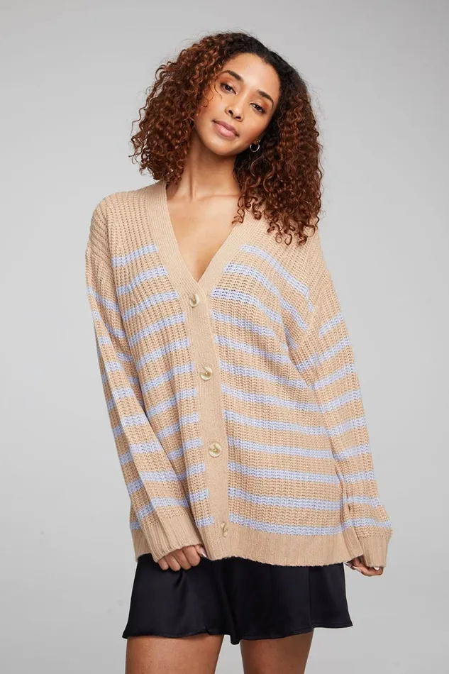 Womens Tops Chaser Brand Vibe Fairfax Stripe Cardigan