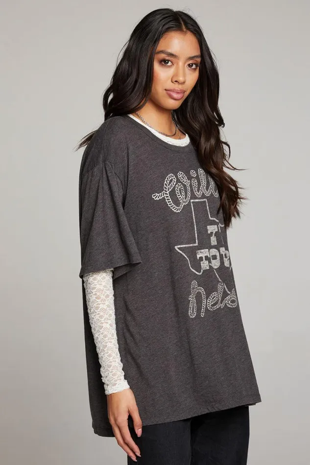 Womens Tops Chaser Brand Willie Nelson 77 Tour One Size Tee
