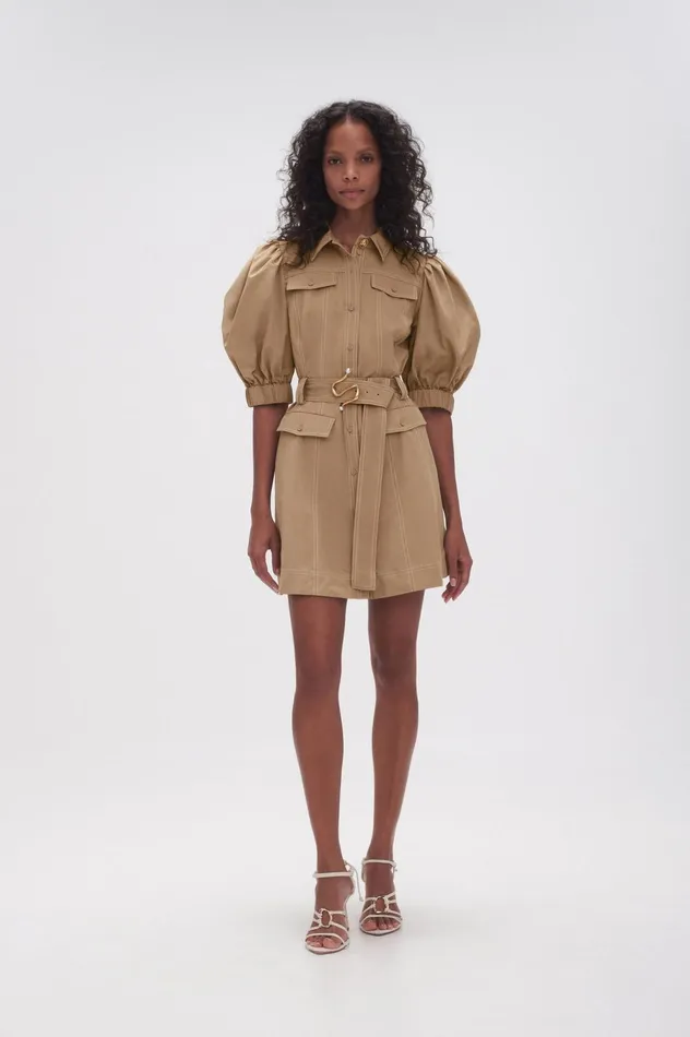 Woodland Utility Mini Dress Taupe Grey Women Aje Mini Dresses