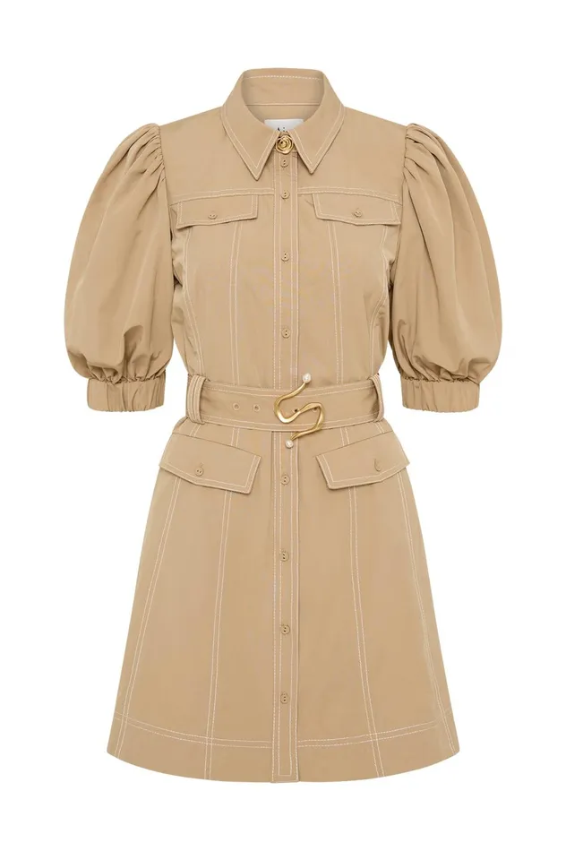 Woodland Utility Mini Dress Taupe Grey Women Aje Mini Dresses