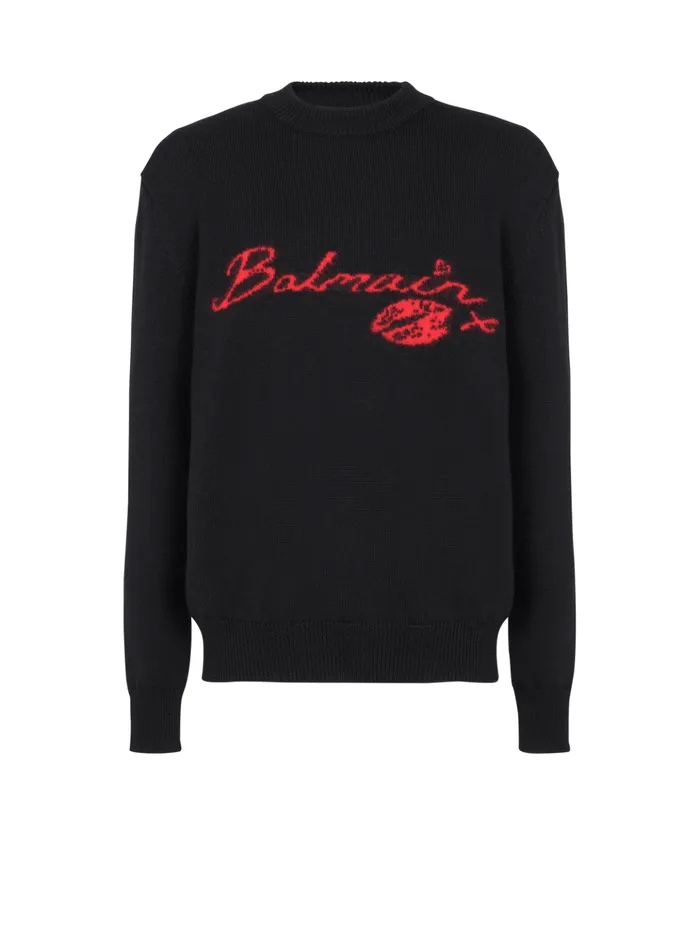 Wool Kiss Jumper Black Men Balmain Sweatshirts
