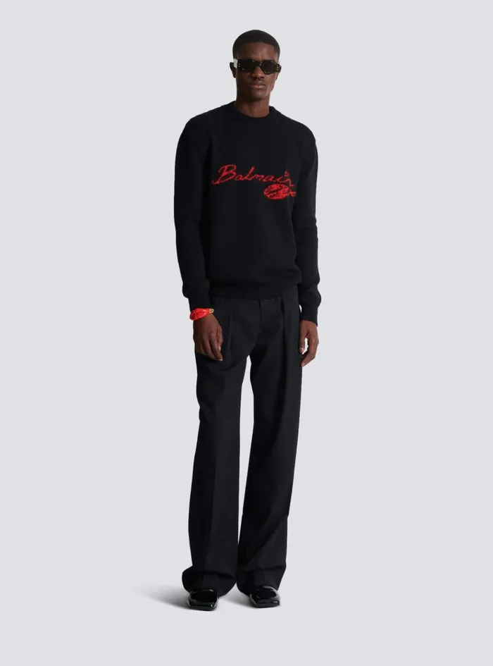 Wool Kiss Jumper Black Men Balmain Sweatshirts