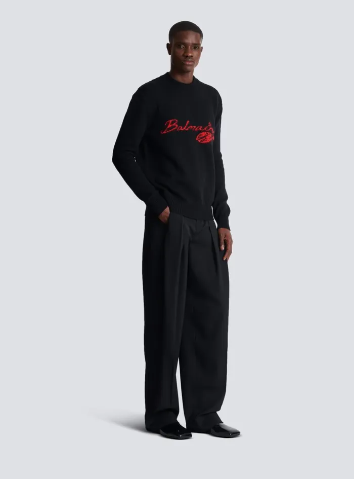 Wool Kiss Jumper Black Men Balmain Sweatshirts