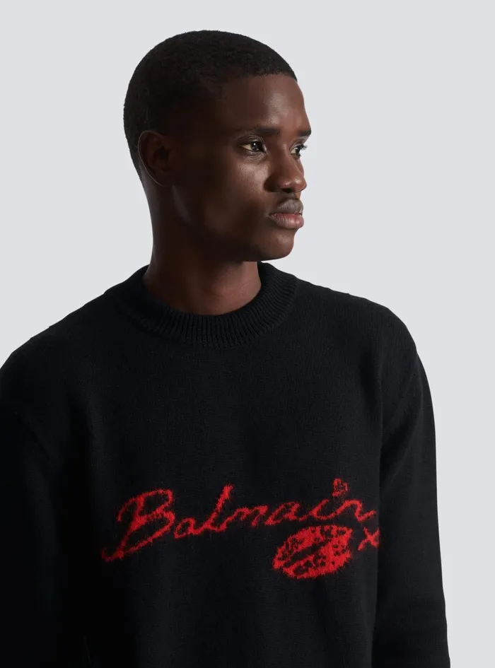 Wool Kiss Jumper Black Men Balmain Sweatshirts