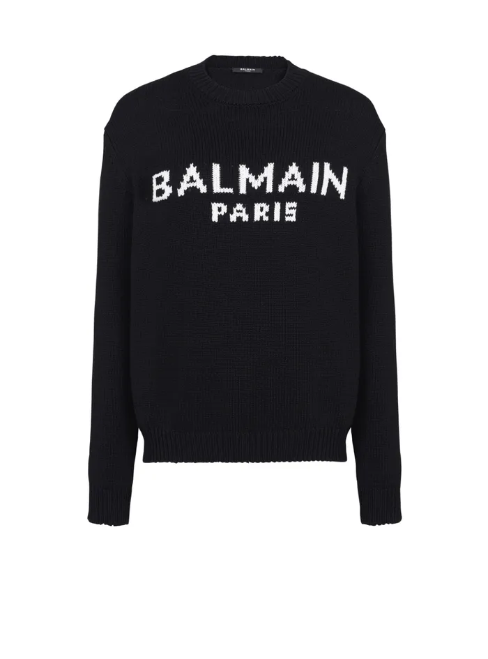 Wool Paris Jumper Black Men Balmain Knitwear