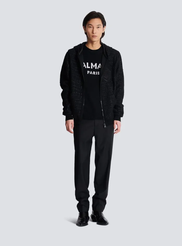 Wool Paris Jumper Black Men Balmain Knitwear
