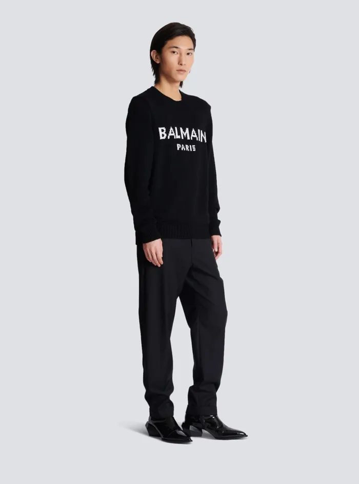 Wool Paris Jumper Black Men Balmain Knitwear