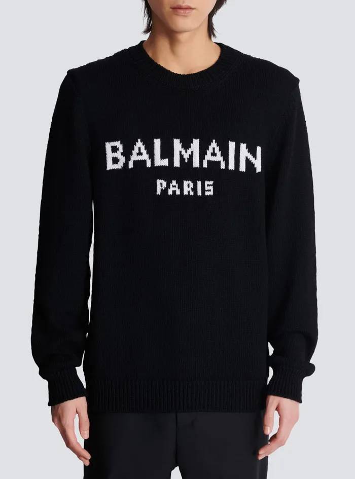 Wool Paris Jumper Black Men Balmain Knitwear