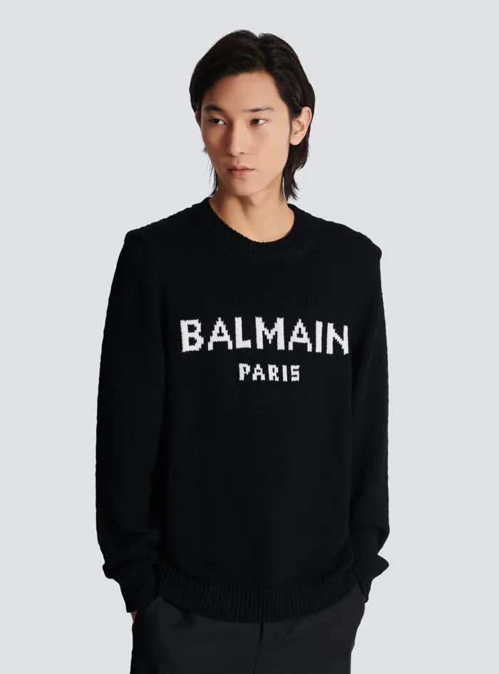 Wool Paris Jumper Black Men Balmain Knitwear