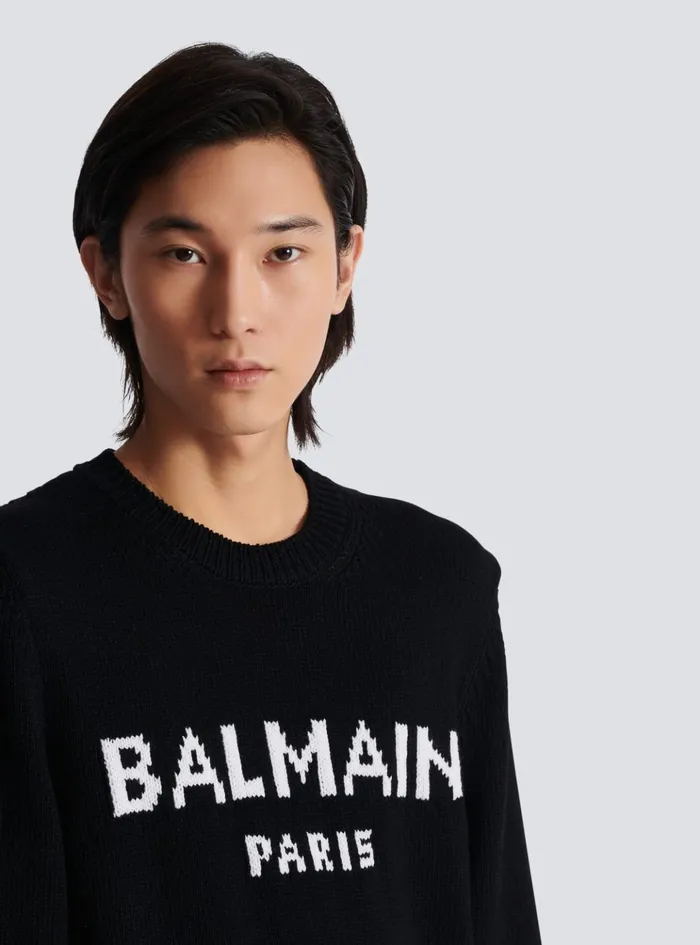 Wool Paris Jumper Black Men Balmain Knitwear