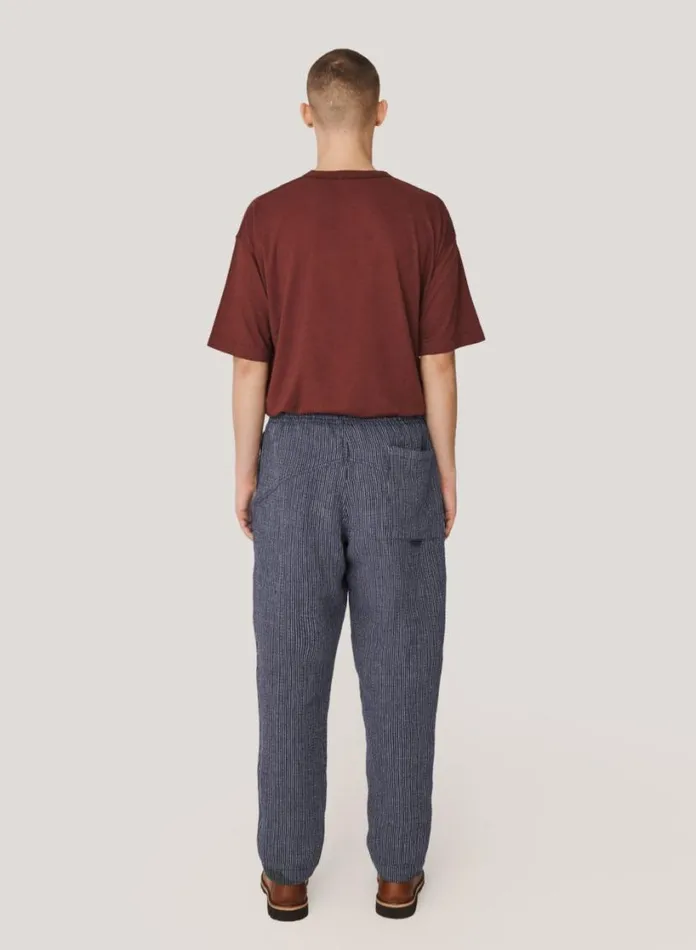 YMC Alva Textured Stripe Skate Trouser Blue Mens Trousers
