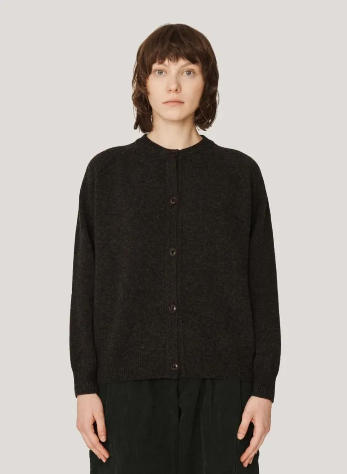 YMC Atomic Wool Cardigan Black Marl Womens Knitwear