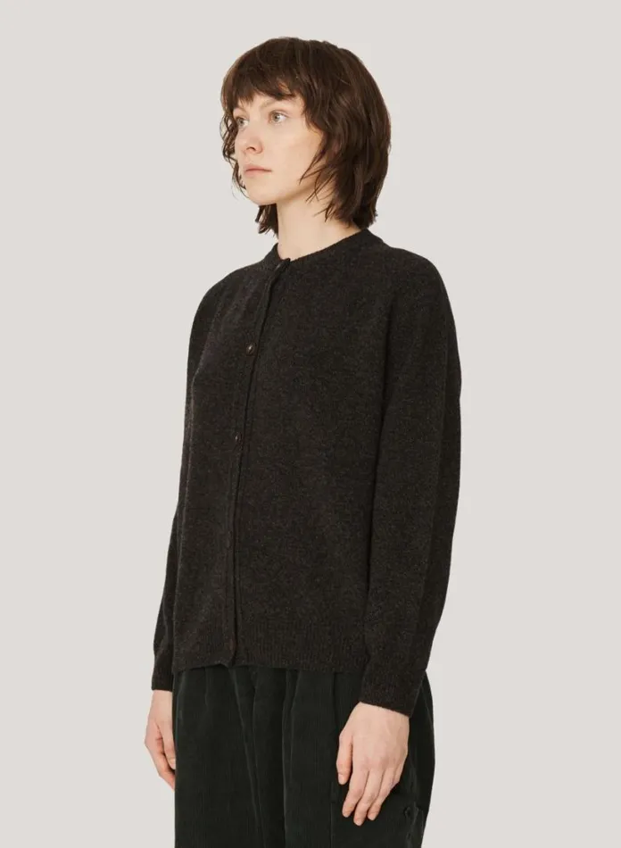 YMC Atomic Wool Cardigan Black Marl Womens Knitwear