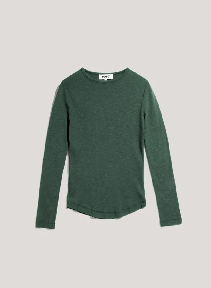YMC Charlotte Long Sleeve T Shirt Green Womens TShirts