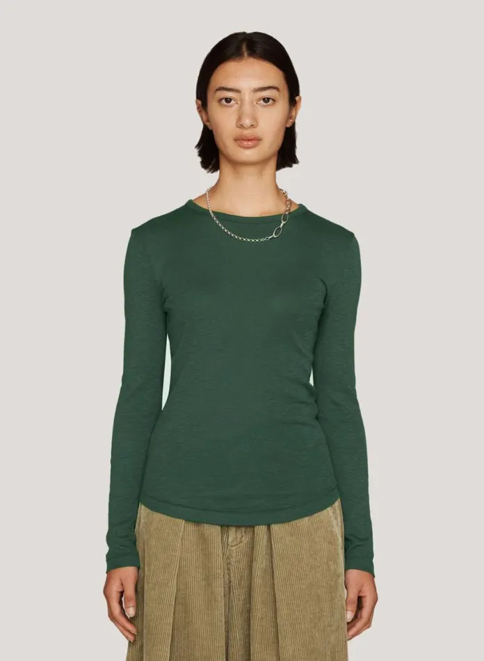 YMC Charlotte Long Sleeve T Shirt Green Womens TShirts