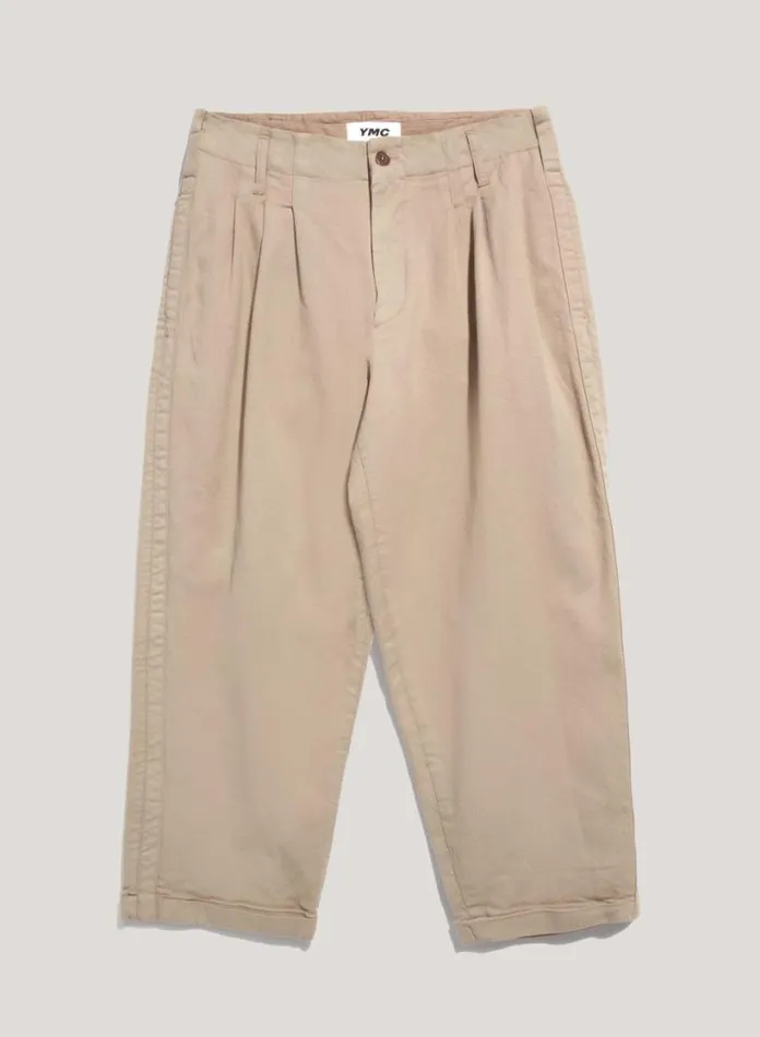 YMC Creole Peg Cotton Twill Trousers Stone Mens Trousers