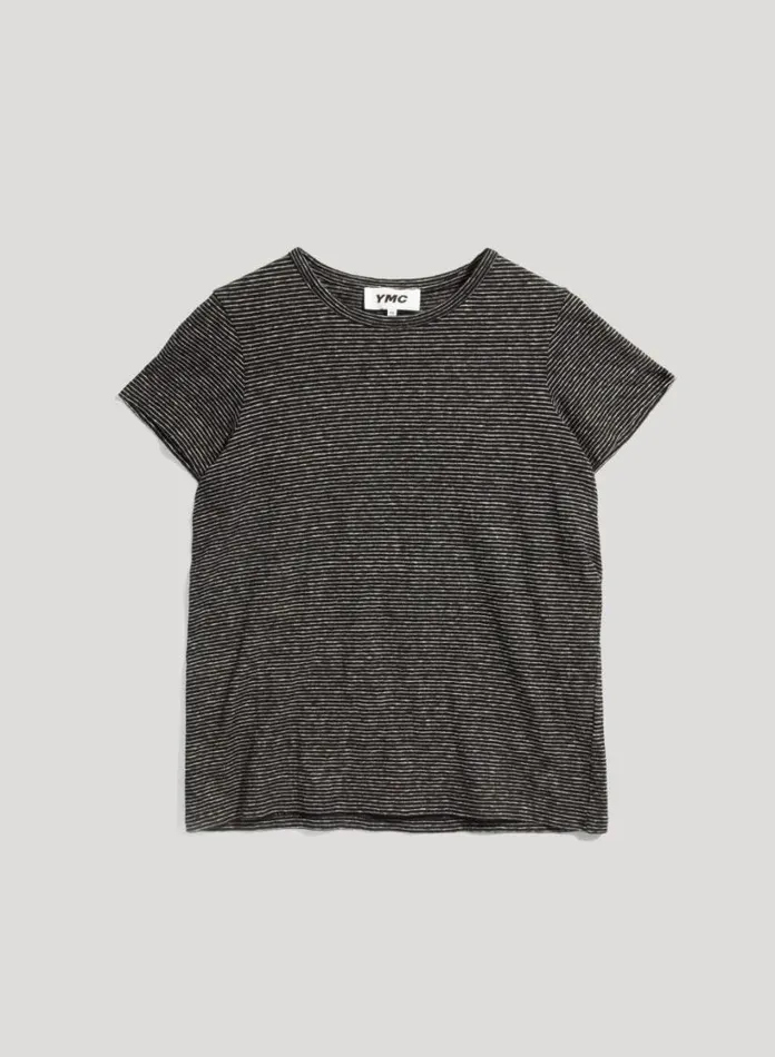 YMC Day Jersey Stripe TShirt Black White Womens TShirts