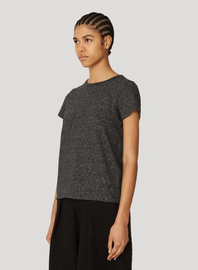 YMC Day Jersey Stripe TShirt Black White Womens TShirts