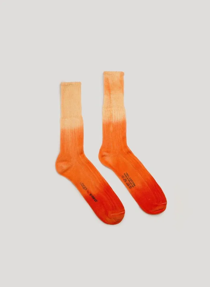 YMC Dip Dye Sock Orange Mens Socks