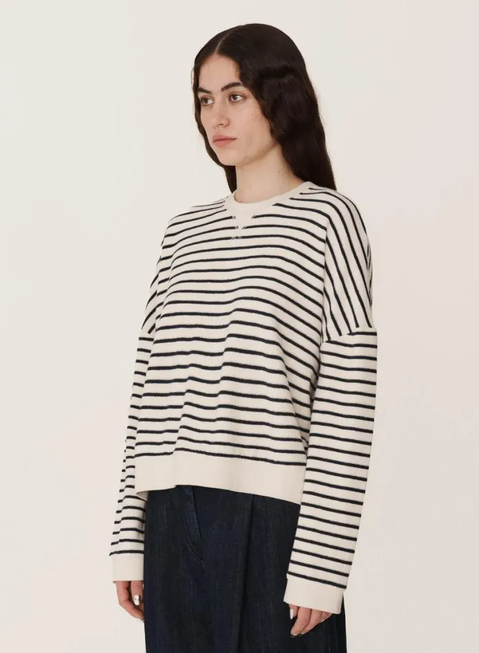YMC Earth Almost Grown Sweatshirt Ecru Navy Womens Earth