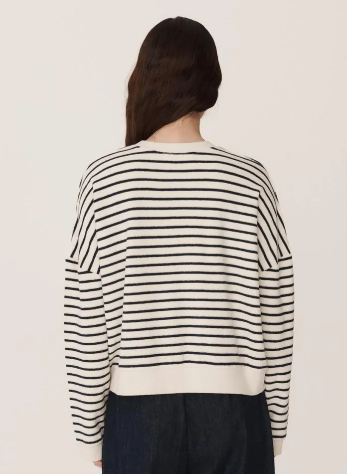YMC Earth Almost Grown Sweatshirt Ecru Navy Womens Earth