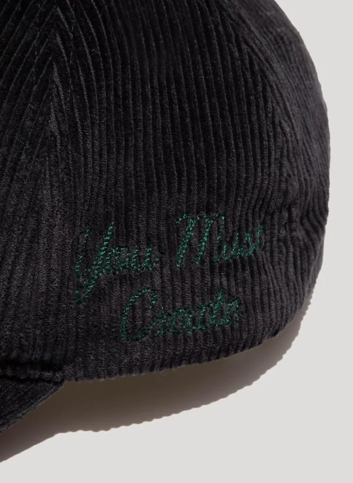YMC Embroidered Corduroy Baseball Cap Black MensWomens Hats