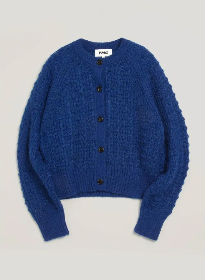 YMC Foxtail Cardigan Blue Womens Knitwear