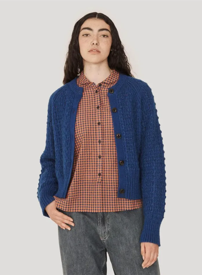 YMC Foxtail Cardigan Blue Womens Knitwear