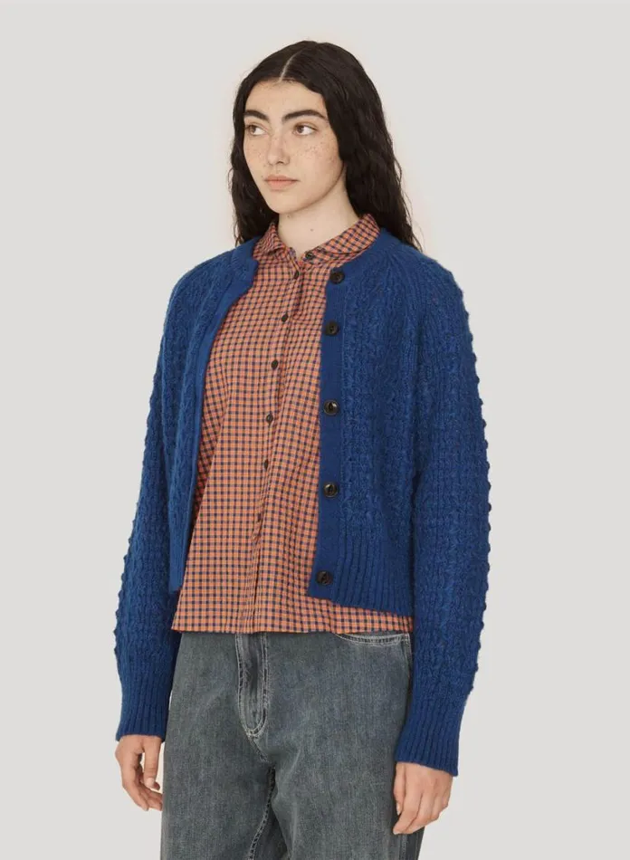 YMC Foxtail Cardigan Blue Womens Knitwear