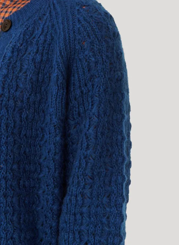 YMC Foxtail Cardigan Blue Womens Knitwear