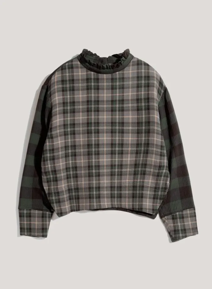YMC Gia Check Top Green Multi Womens Shirts